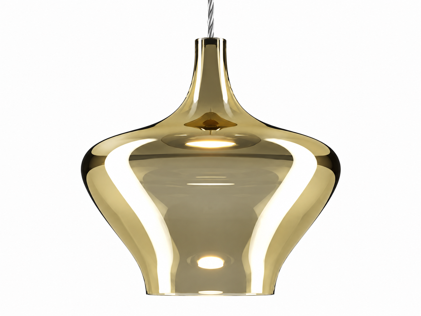 Warm white LED pendant with handcrafted gold blown glass shade