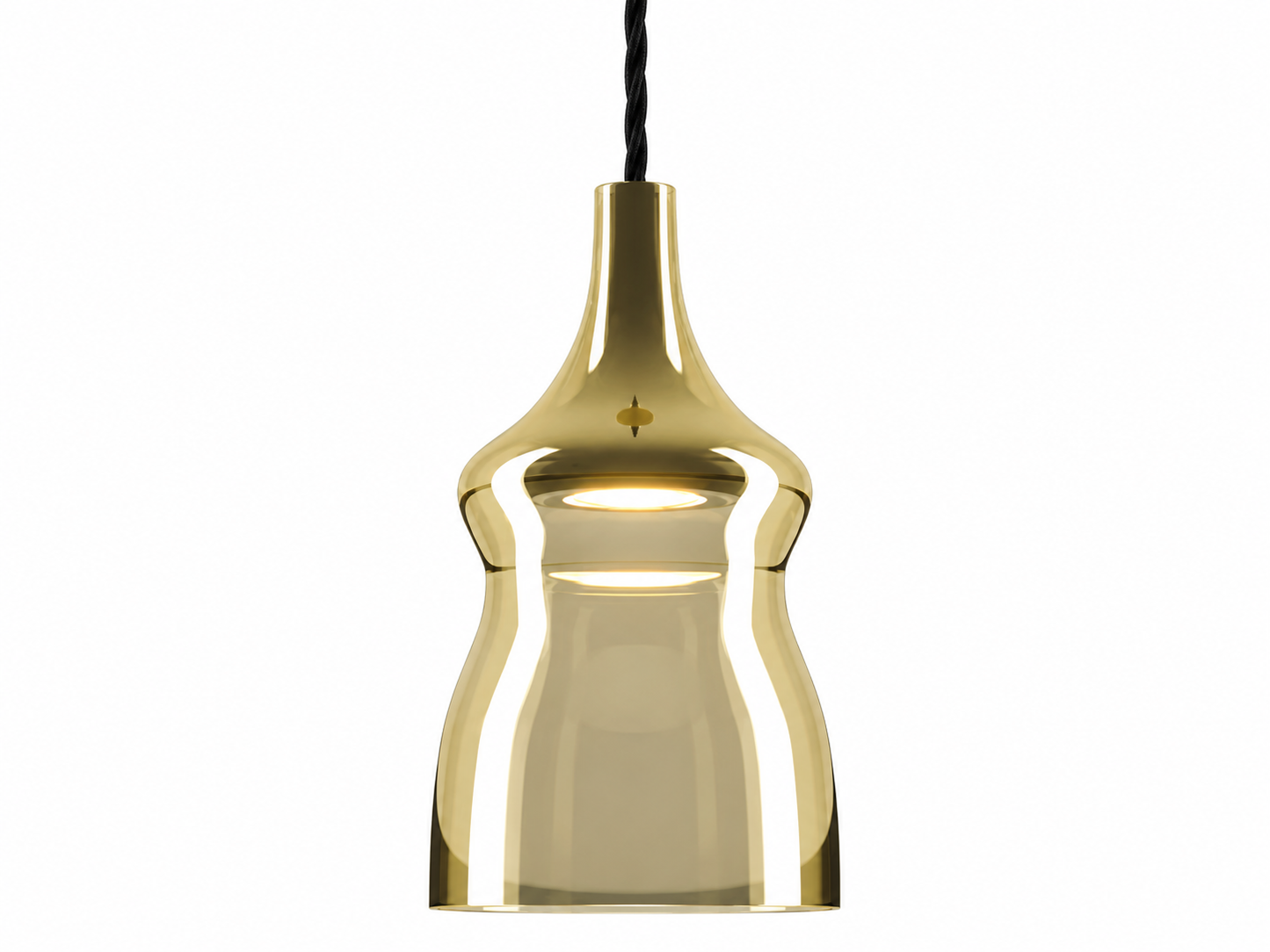 Modern gold blown glass LED pendant for residential and hospitality interiors
