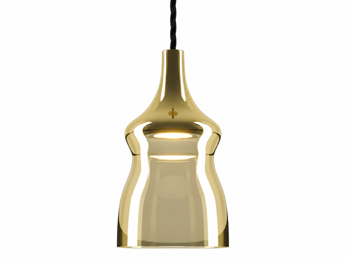 Modern gold blown glass LED pendant for residential and hospitality interiors