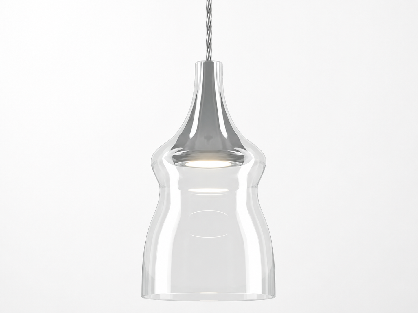 Clear glass designer pendant light with dimmable integrated LED