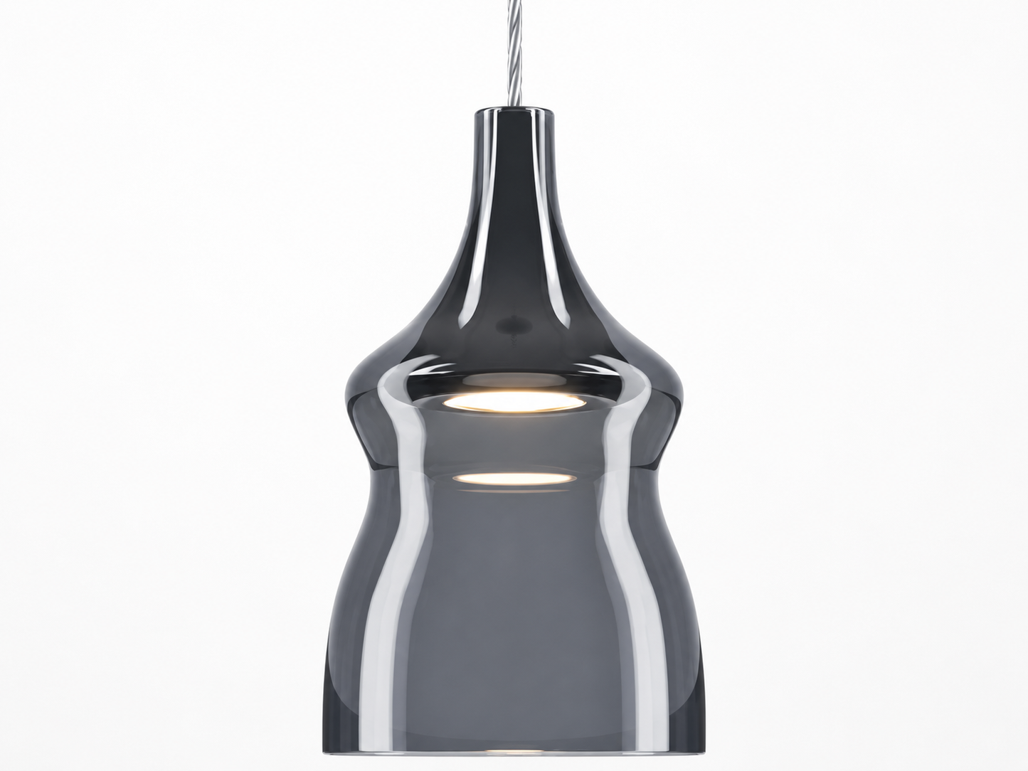 Lodes designer pendant in glossy smoke blown glass finish
