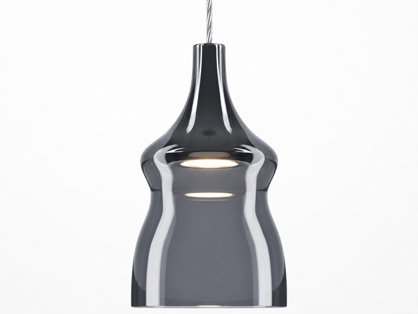 Lodes designer pendant in glossy smoke blown glass finish