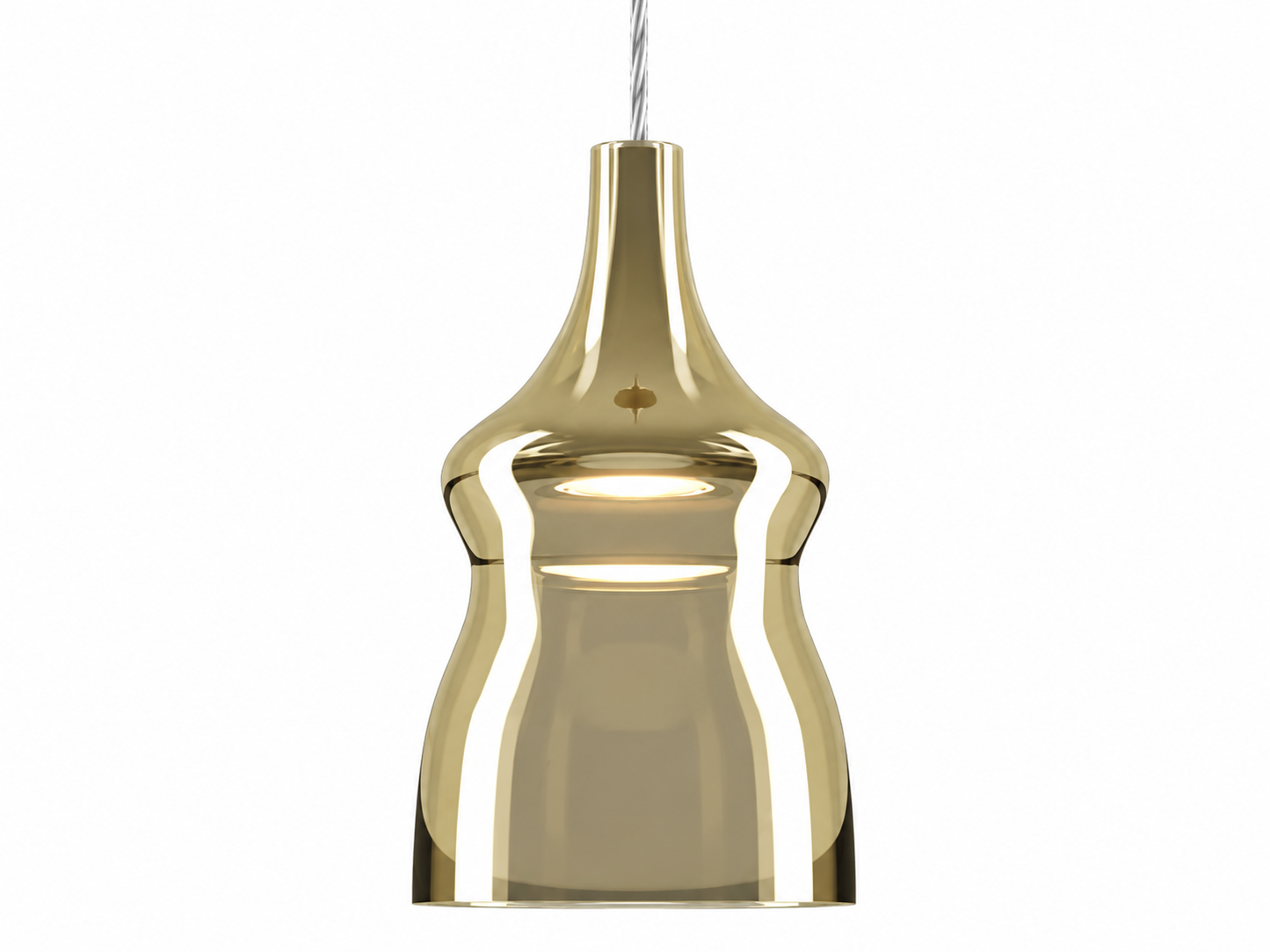 Handcrafted gold blown glass pendant with integrated LED lighting