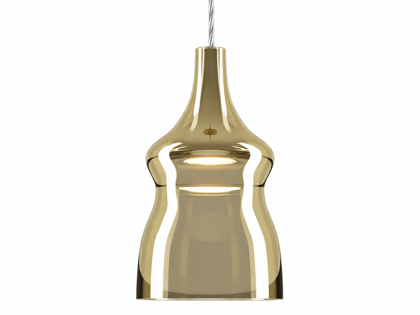 Handcrafted gold blown glass pendant with integrated LED lighting