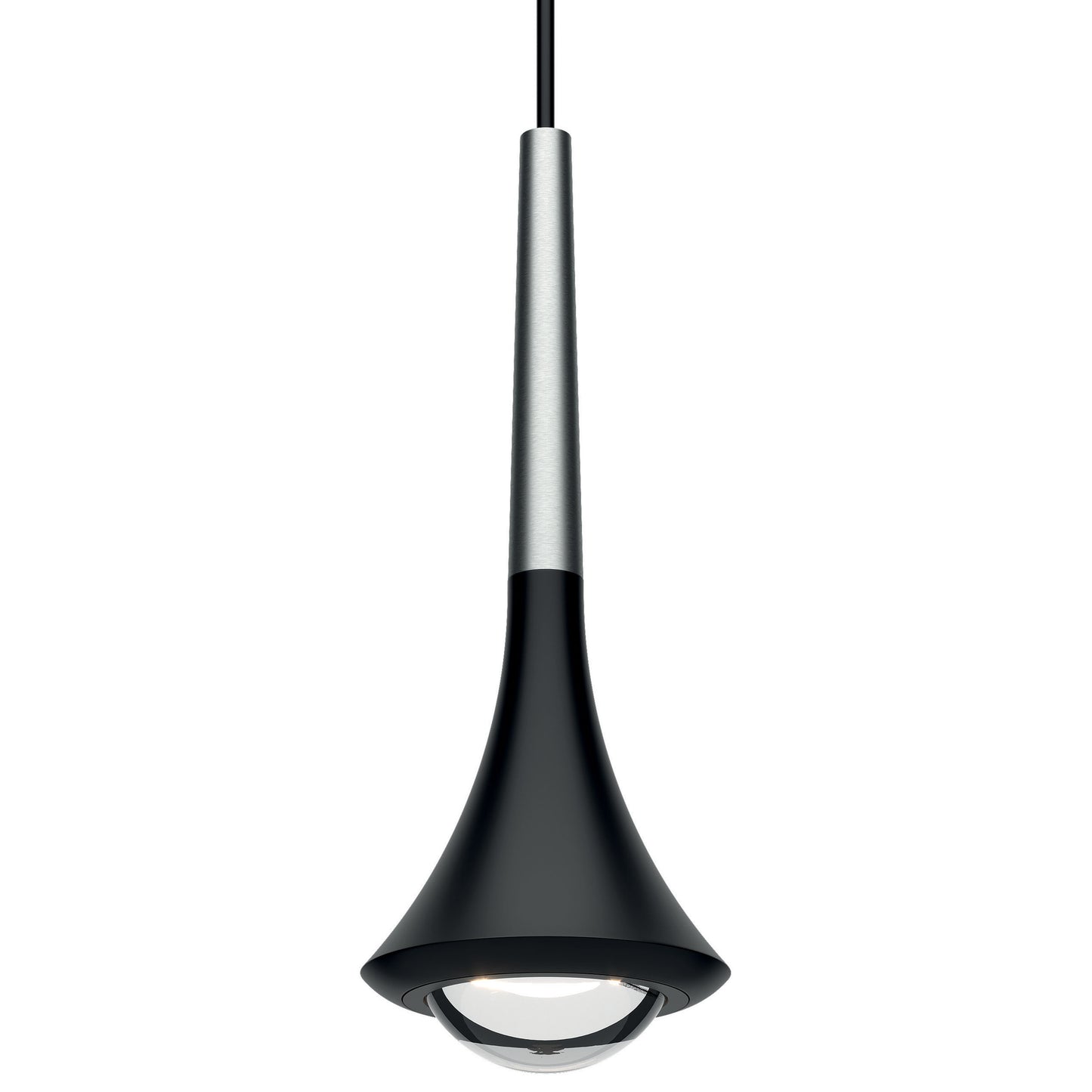 Lodes Rain LED Pendant Light in Chrome and Matte Black with a slim aluminum body and integrated LED