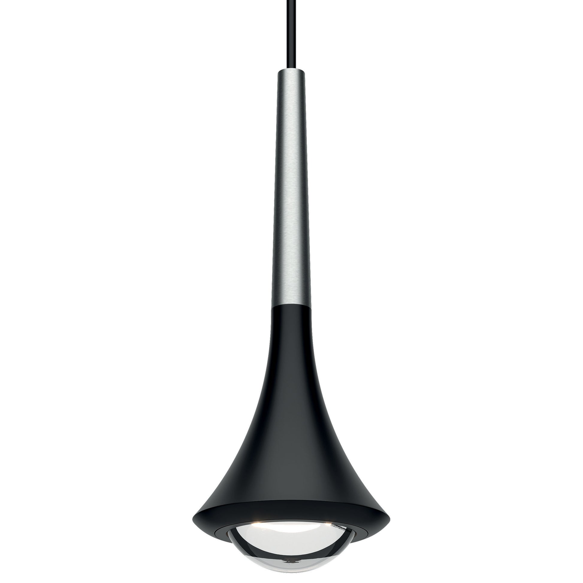 Lodes Rain LED Pendant Light in Chrome and Matte Black with a slim aluminum body and integrated LED