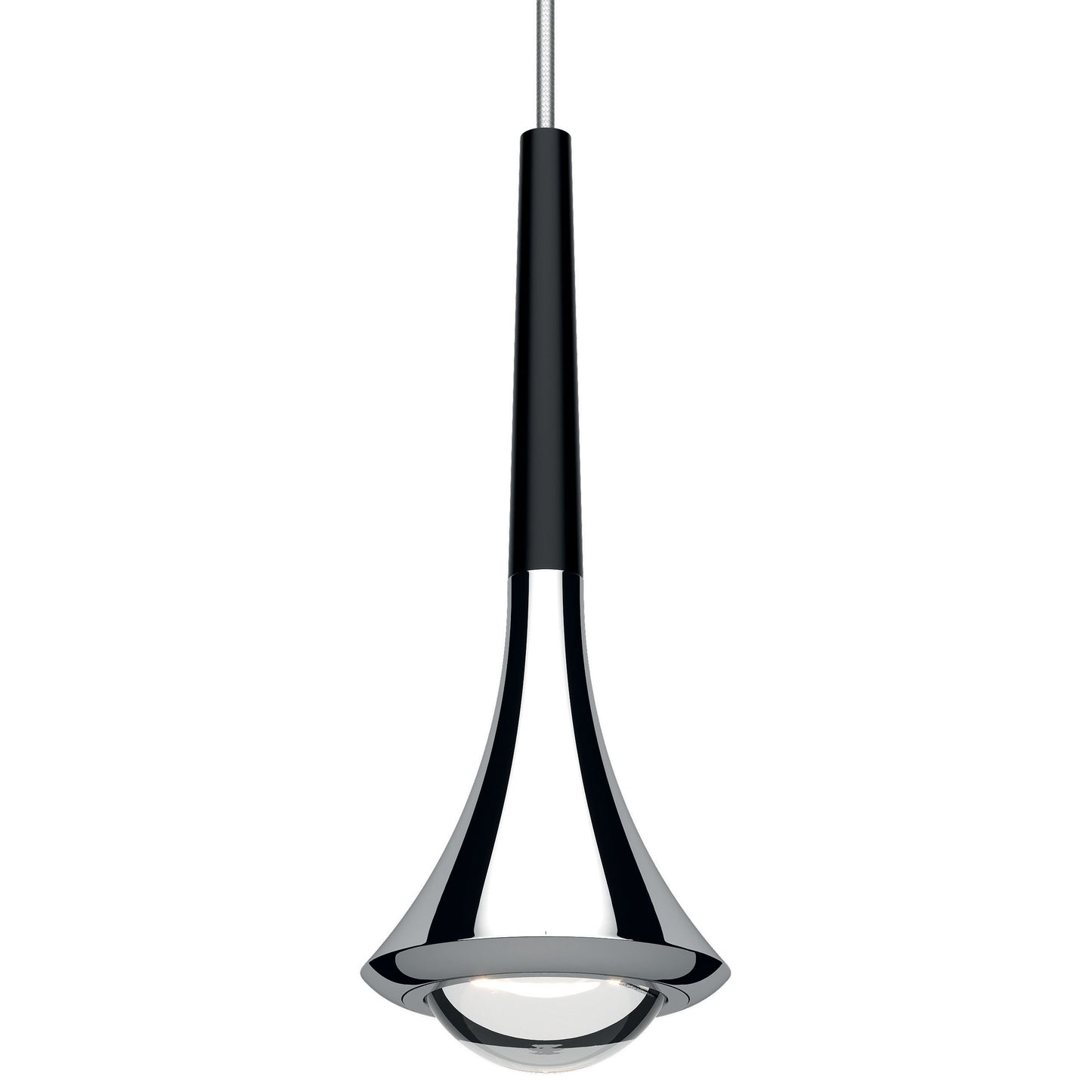 Slim Chrome and Matte Black pendant light by Lodes with precision LED illumination