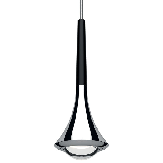 Slim Chrome and Matte Black pendant light by Lodes with precision LED illumination
