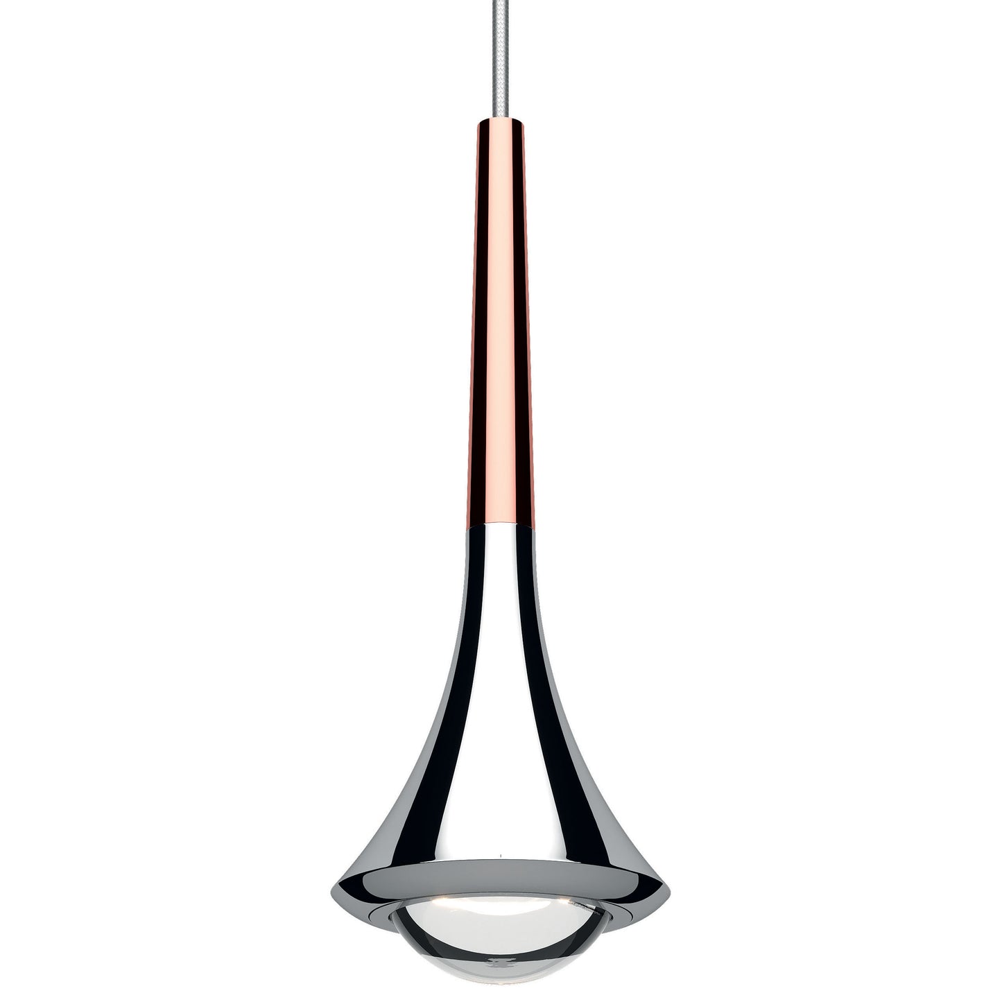 Contemporary Lodes Rain LED pendant with a clear glass lens and focused downlighting