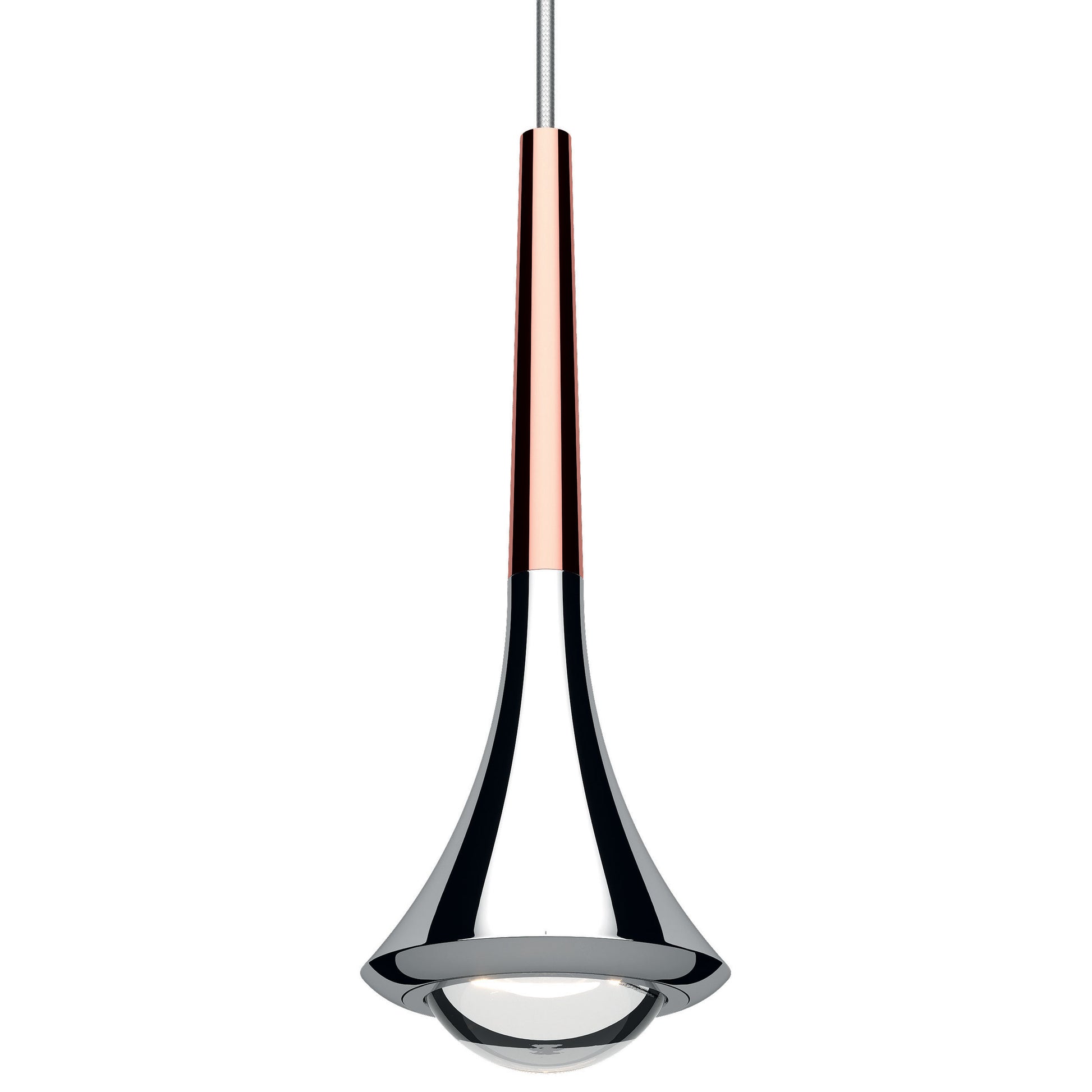 Contemporary Lodes Rain LED pendant with a clear glass lens and focused downlighting