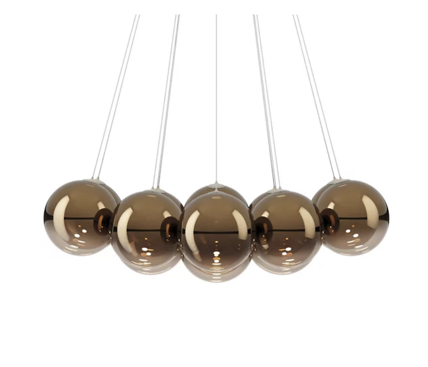 Modern Lodes Random Cloud LED chandelier featuring 14 glossy bronze glass globe shades for contemporary interiors