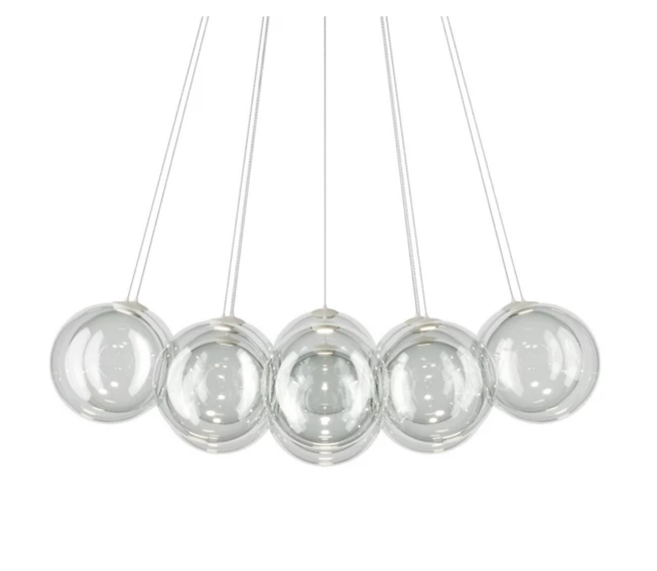 Lodes Random Cloud 14-Light LED Pendant chandelier with clear blown-glass globes by Chia-Ying Lee