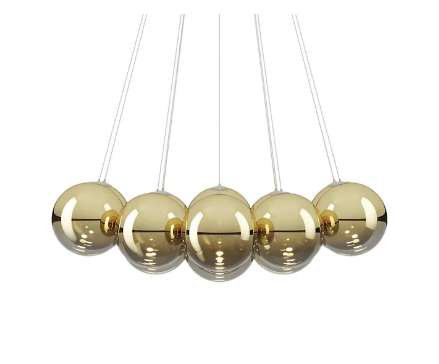 Lodes Random Cloud 14-Light LED Pendant with gold blown-glass globe shades by Chia-Ying Lee