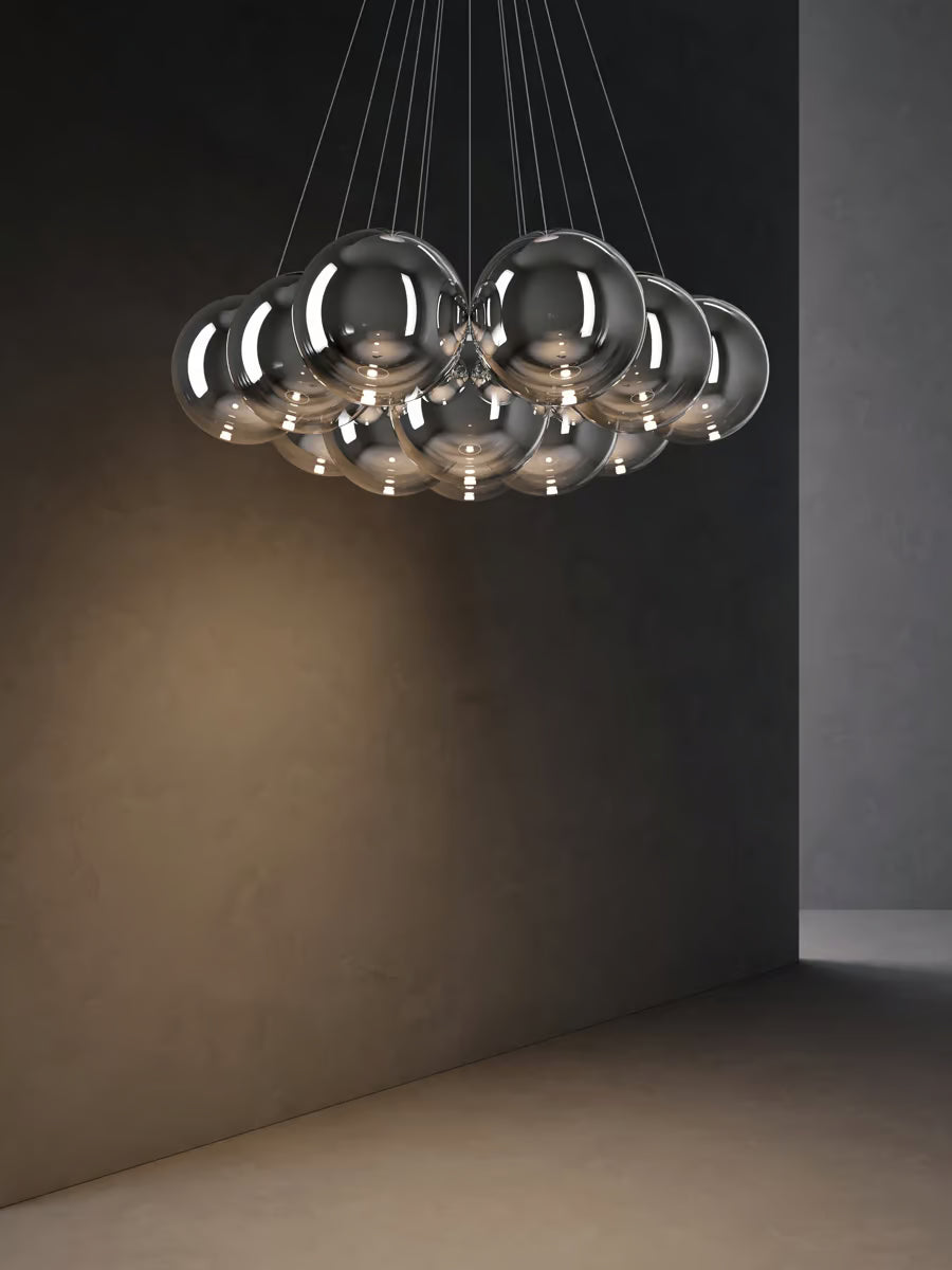 Lodes Random Cloud contemporary LED chandelier with globe glass shades for dining rooms