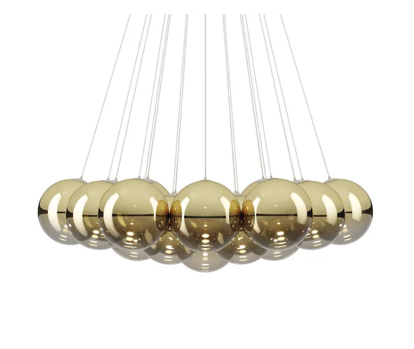 Lodes Random Cloud gold blown glass LED chandelier in a contemporary dining room