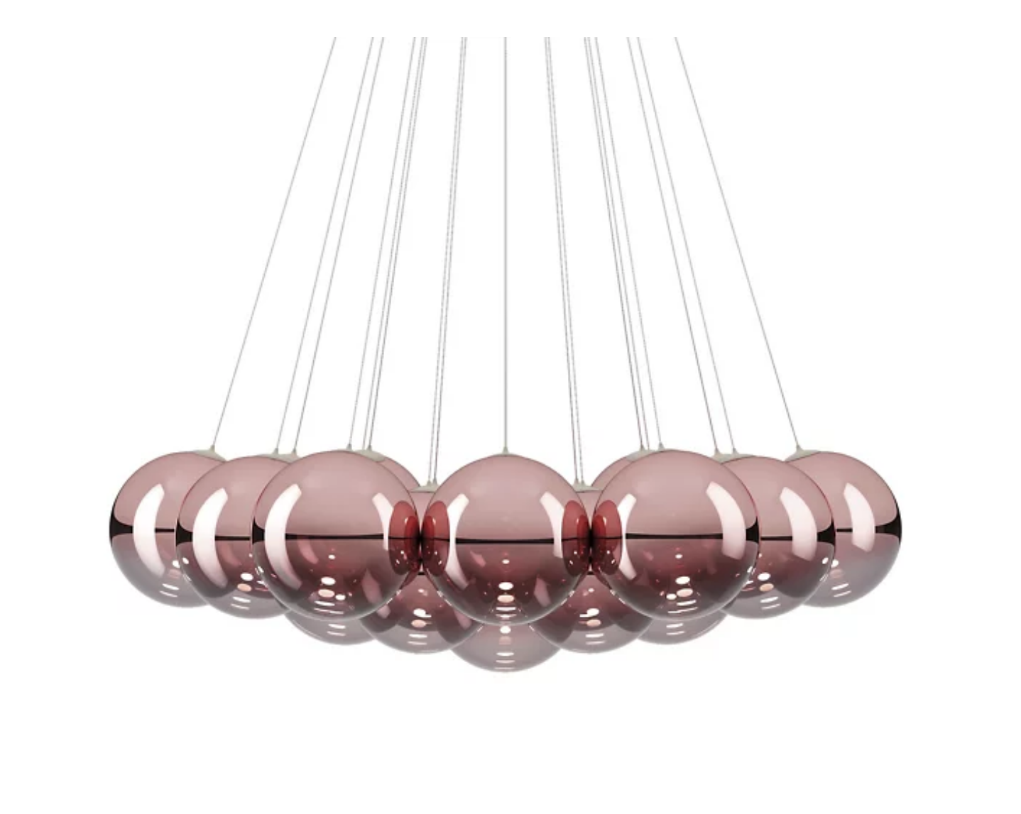 Lodes Random Cloud 19-Light LED chandelier with rose gold  blown glass globes