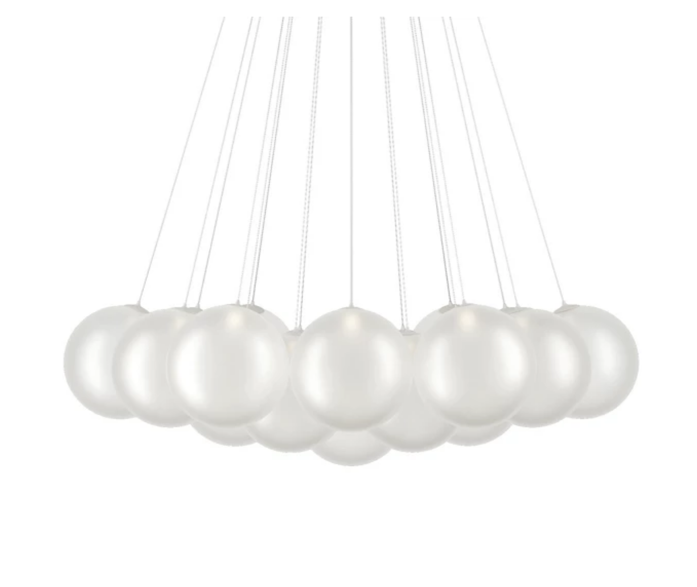 Lodes Random Cloud 19-Light LED chandelier with white blown glass globes