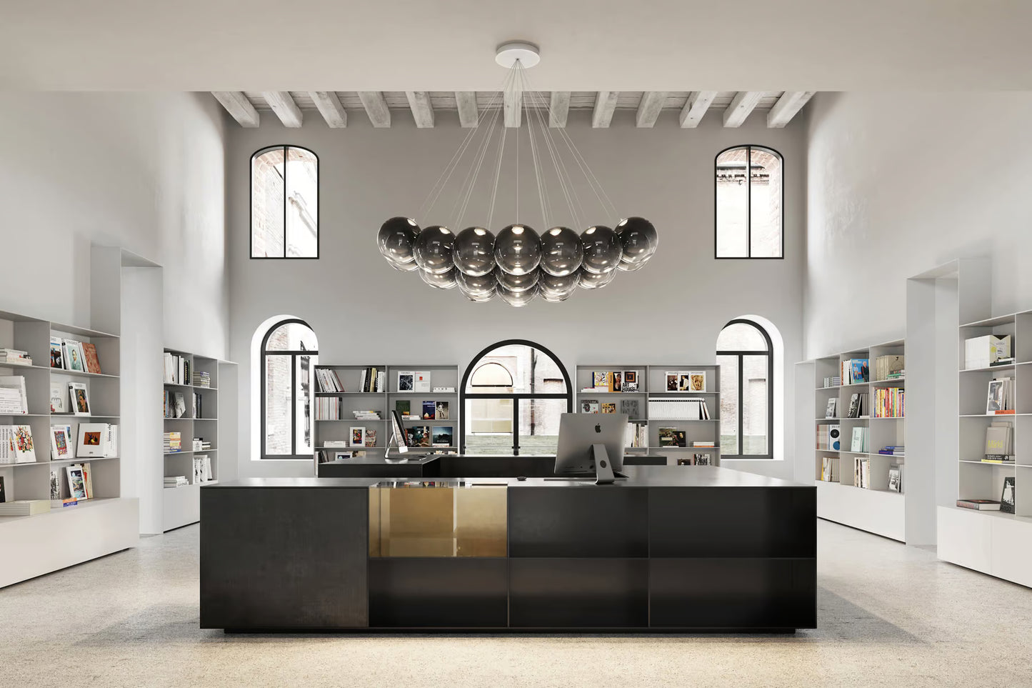 Italian-made Lodes Random Cloud 19-light pendant with blown glass globes and integrated LED lighting