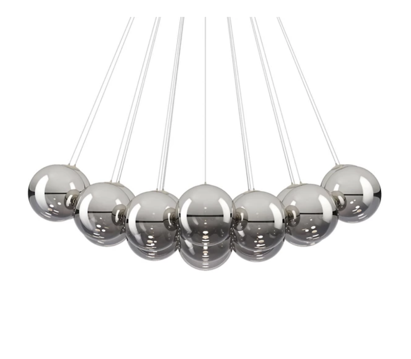 Lodes Random Cloud 23-light suspension chandelier with reflective chrome glass globes and adjustable cables
