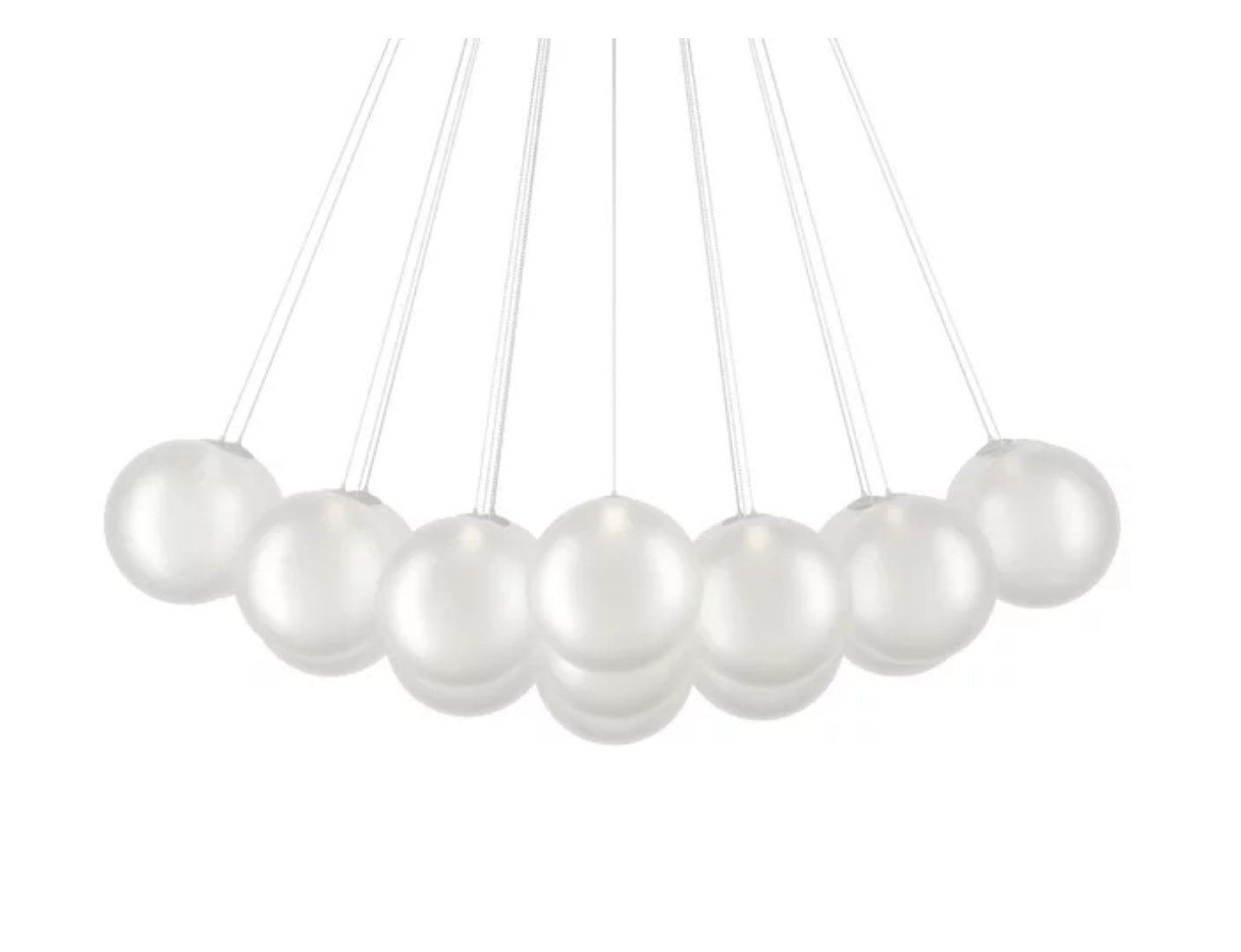 Lodes Random Cloud 23-light suspension chandelier with frosted white blown glass globes and adjustable cables