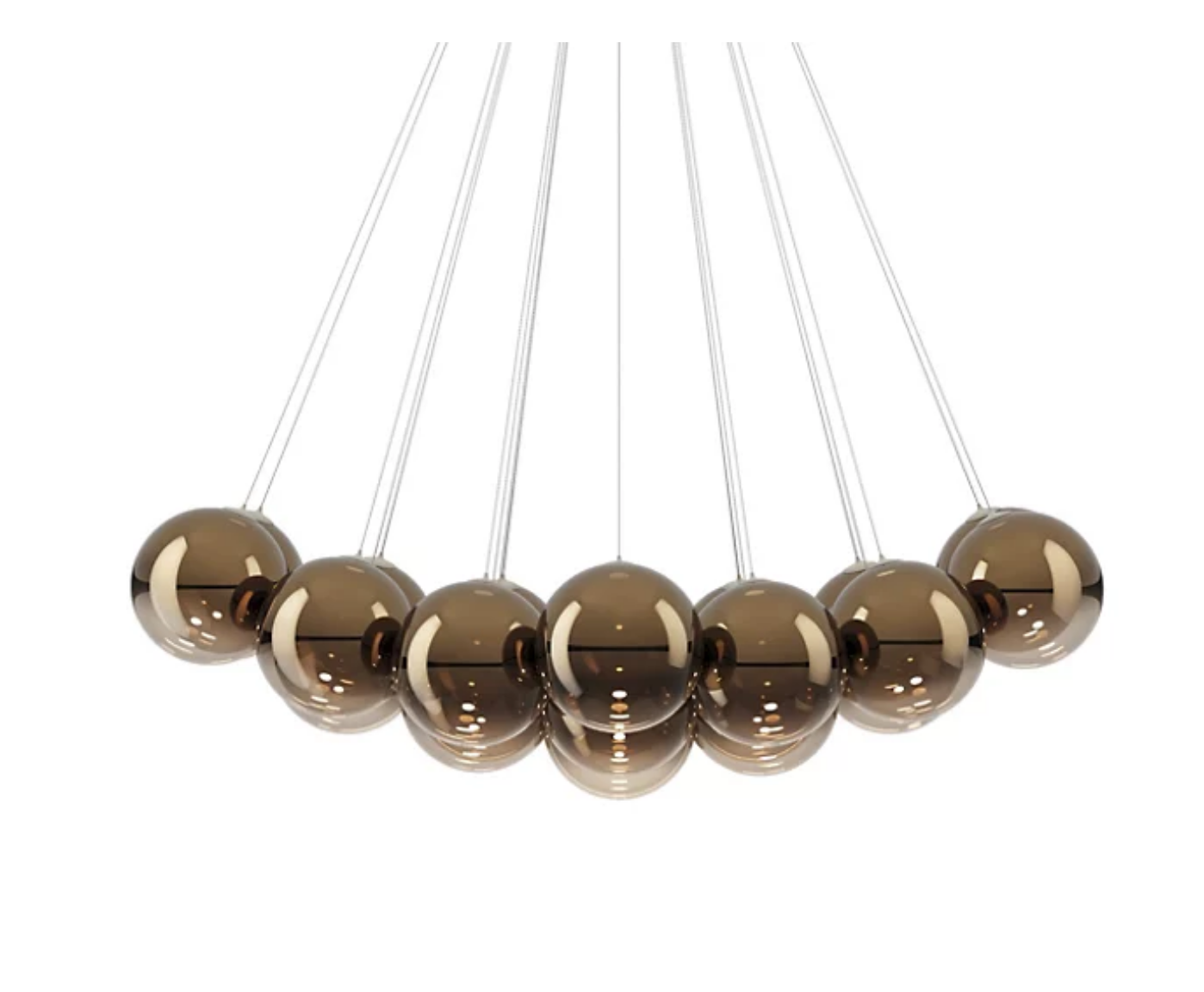 Lodes Random Cloud 23-light suspension chandelier with glossy bronze blown glass globes and adjustable suspension cables