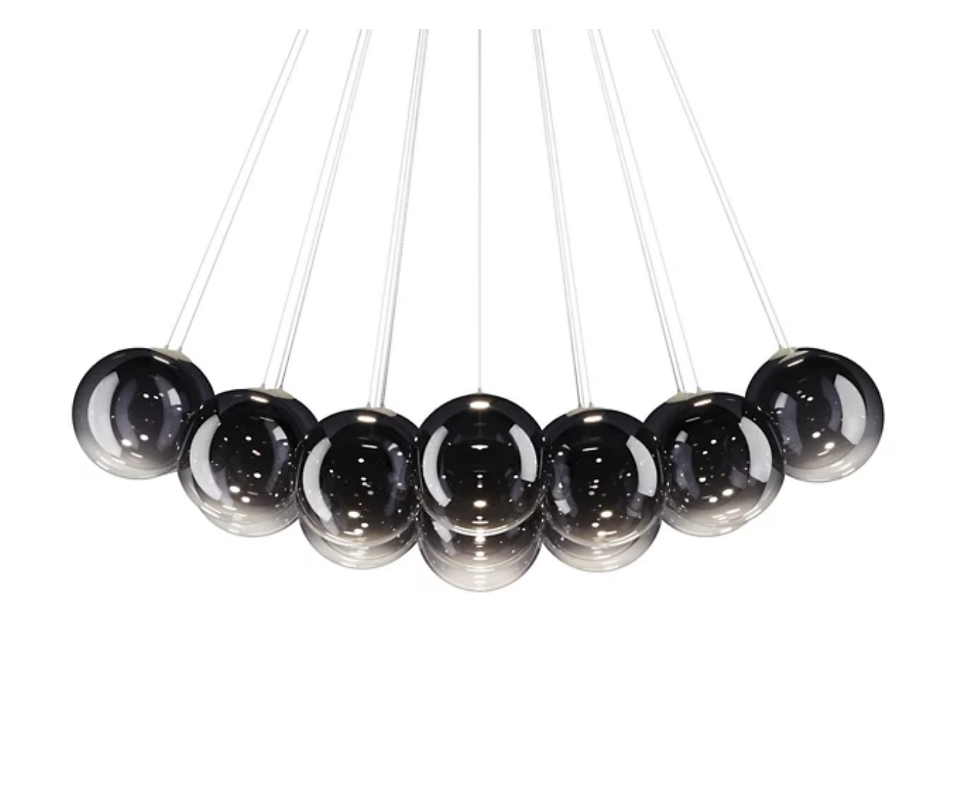 Modern Italian Lodes Random Cloud chandelier with glossy smoke globe glass for dining rooms, foyers and hospitality spaces