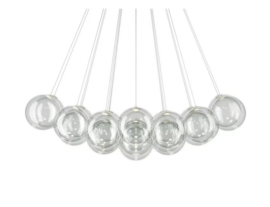 Modern Lodes Random Cloud 23-light chandelier featuring clear glass globe shades and integrated LED lighting by Chia-Ying Lee