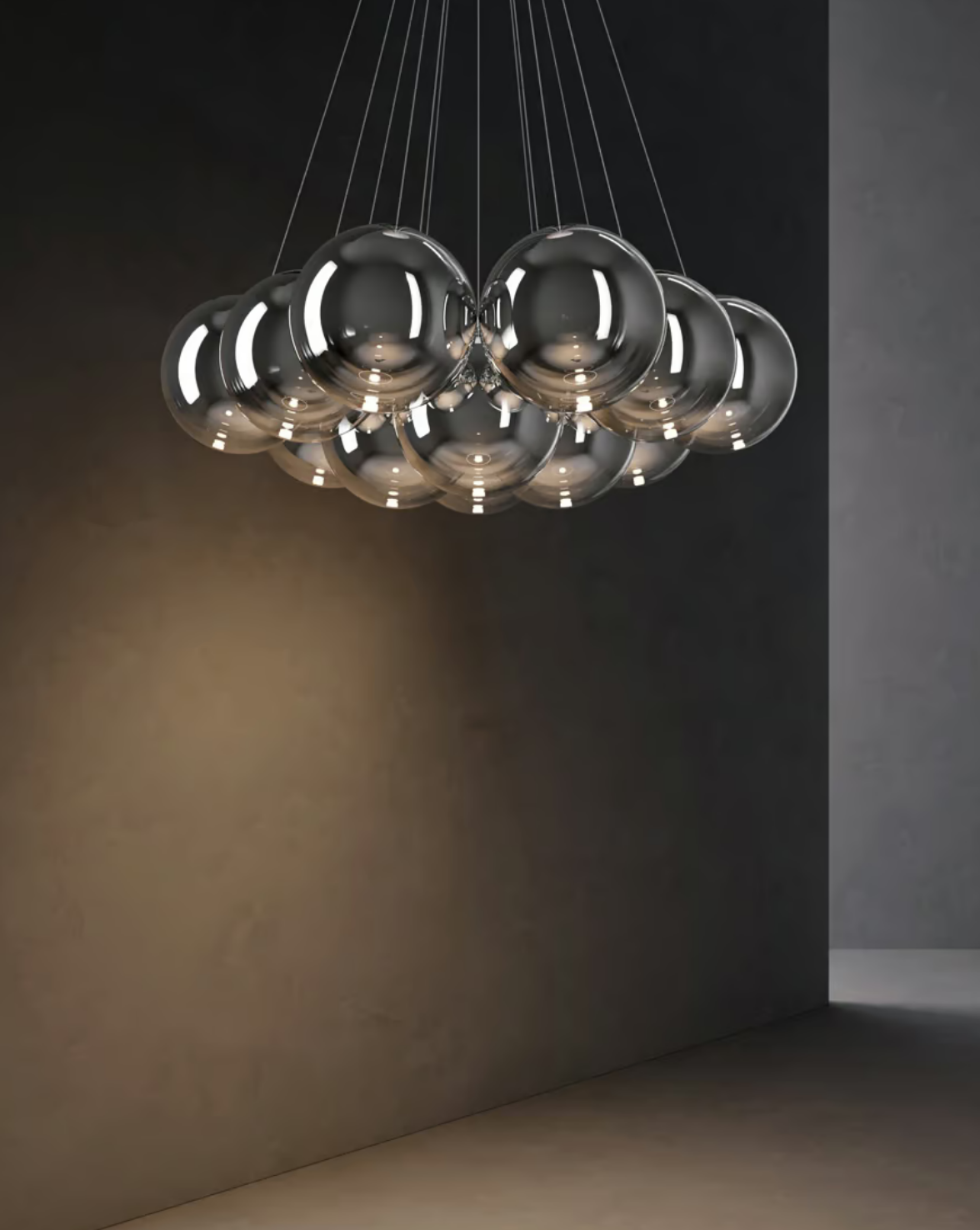 Lodes Random Cloud 7-Light LED globe chandelier made in Italy with blown glass globes