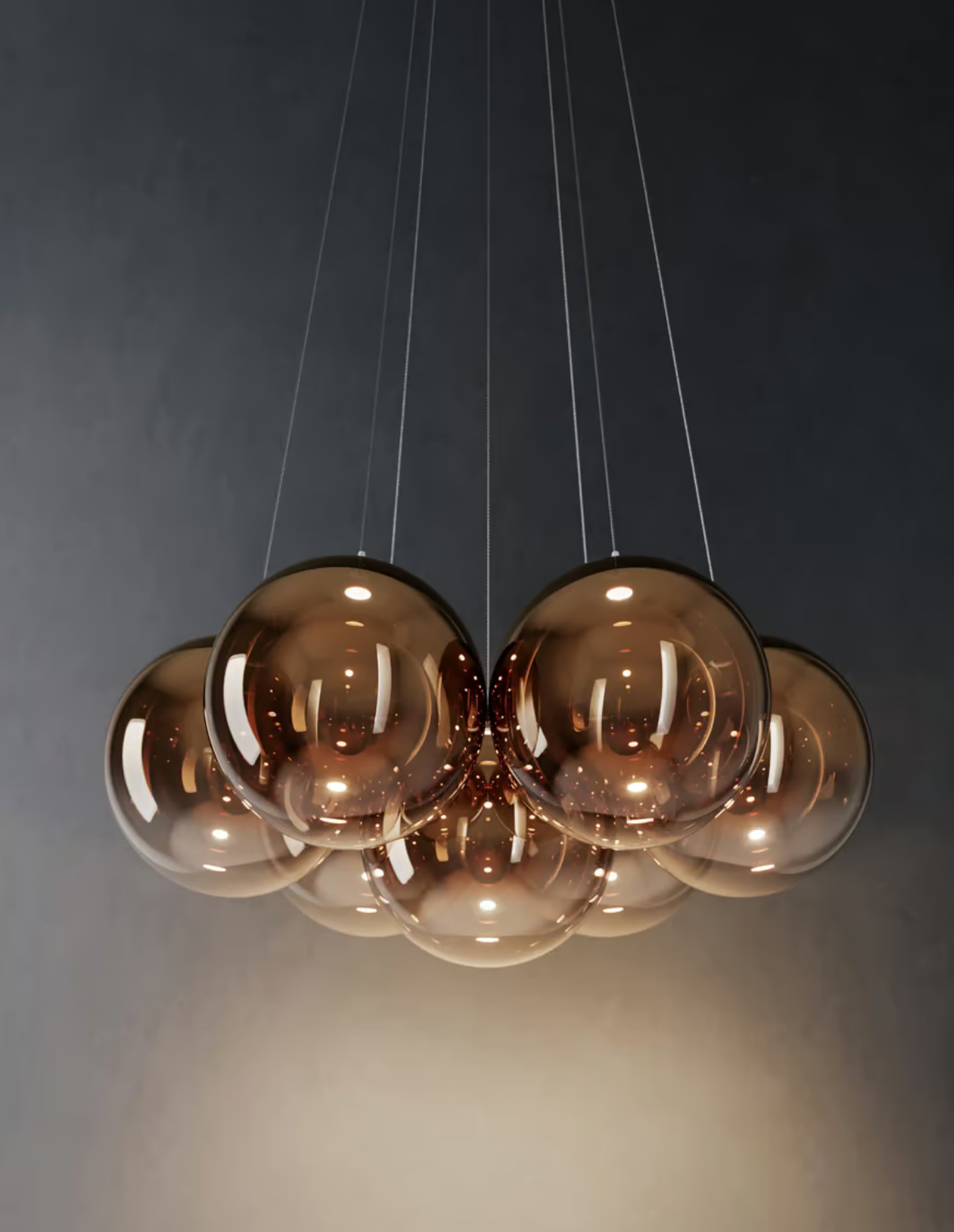 Italian Lodes Random Cloud seven-globe LED chandelier for contemporary interiors