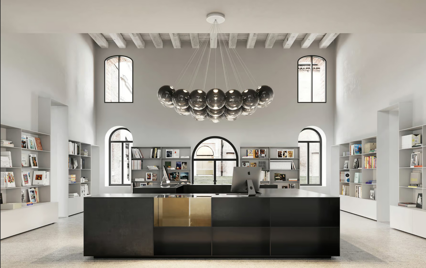 Lodes Random Cloud suspended LED chandelier with artisan blown glass globes from Italy