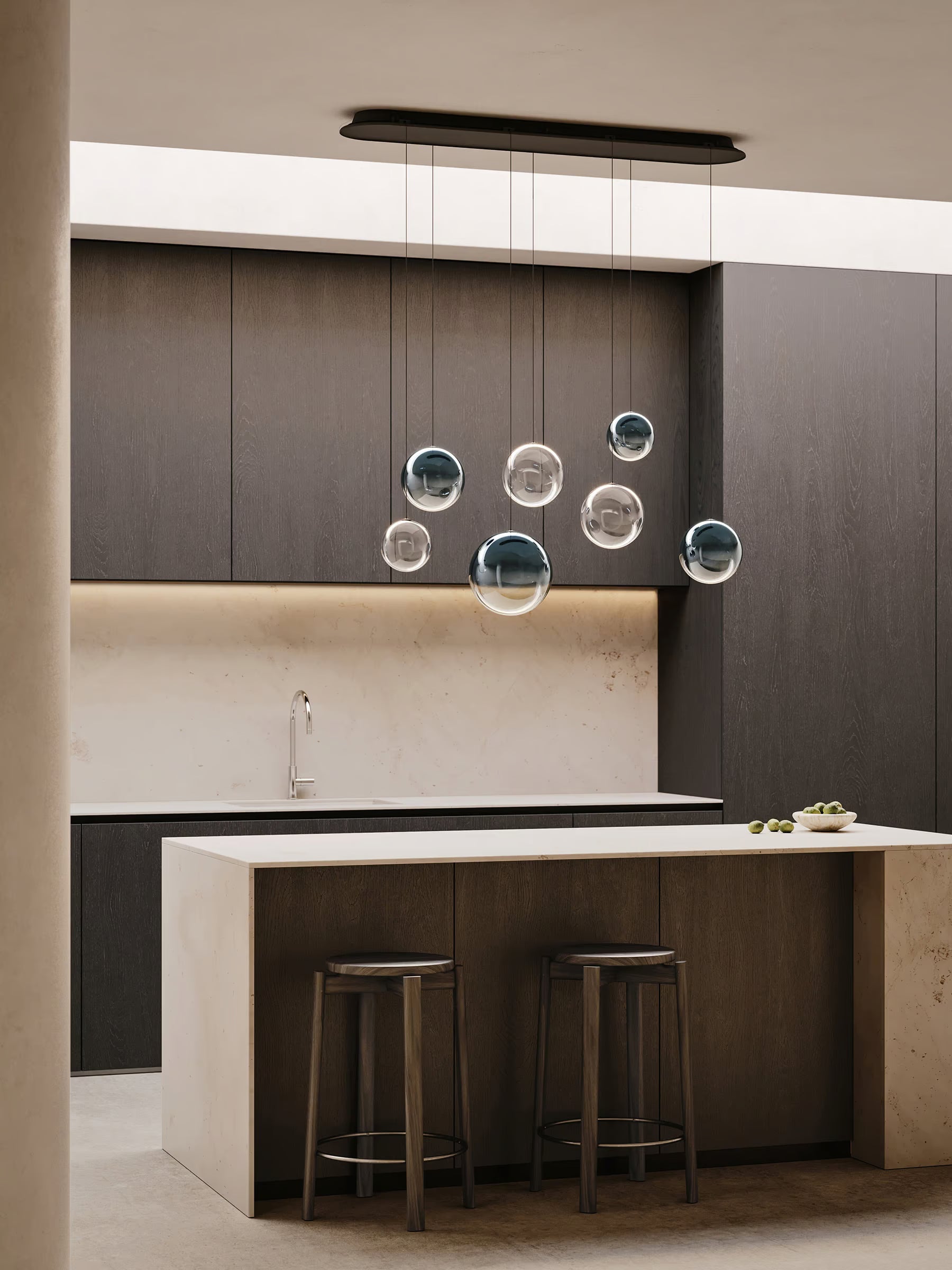 Lodes Random Solo premium glass globe LED pendant for kitchen island