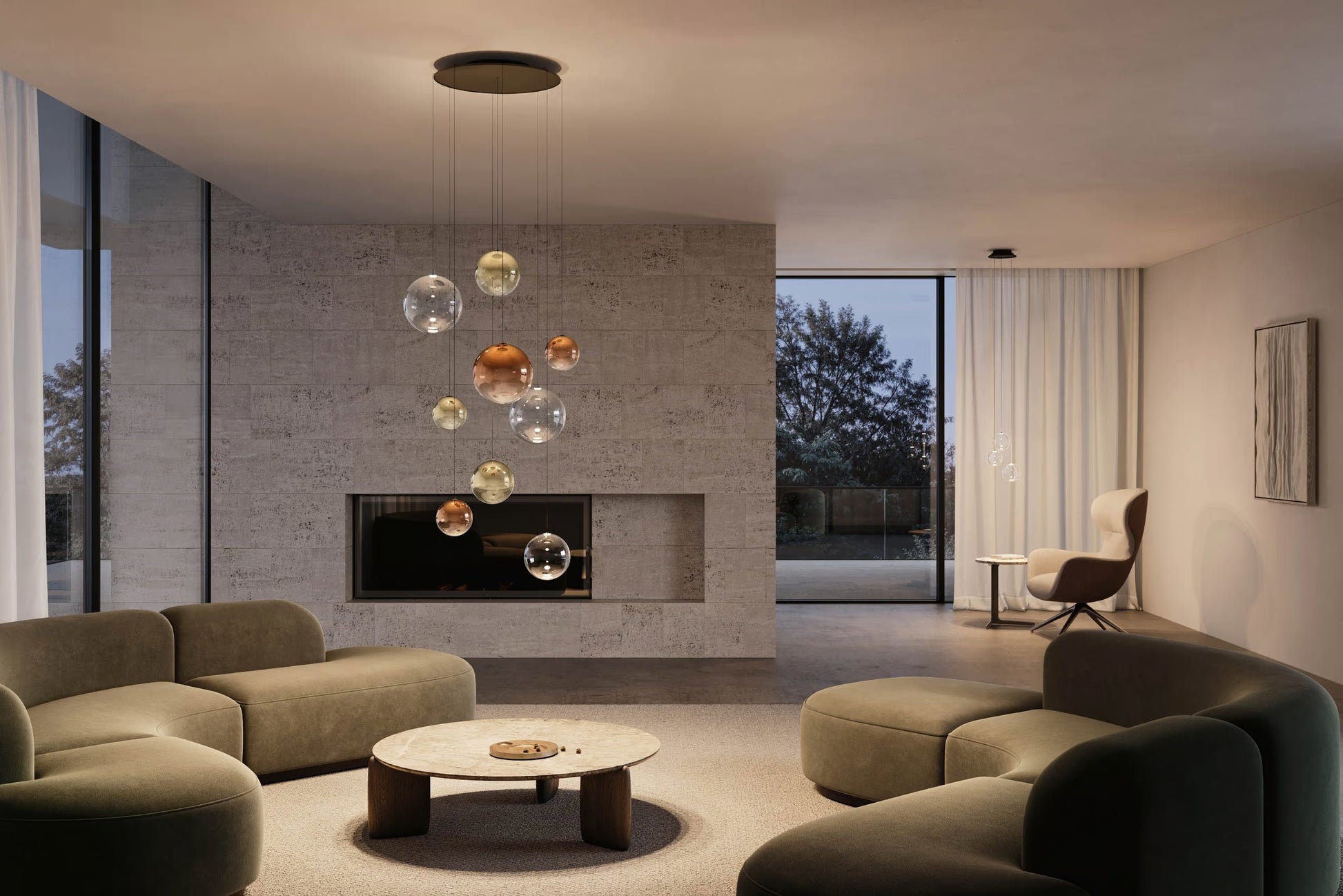 Elegant Lodes Random Solo glass globe suspension light made in Italy