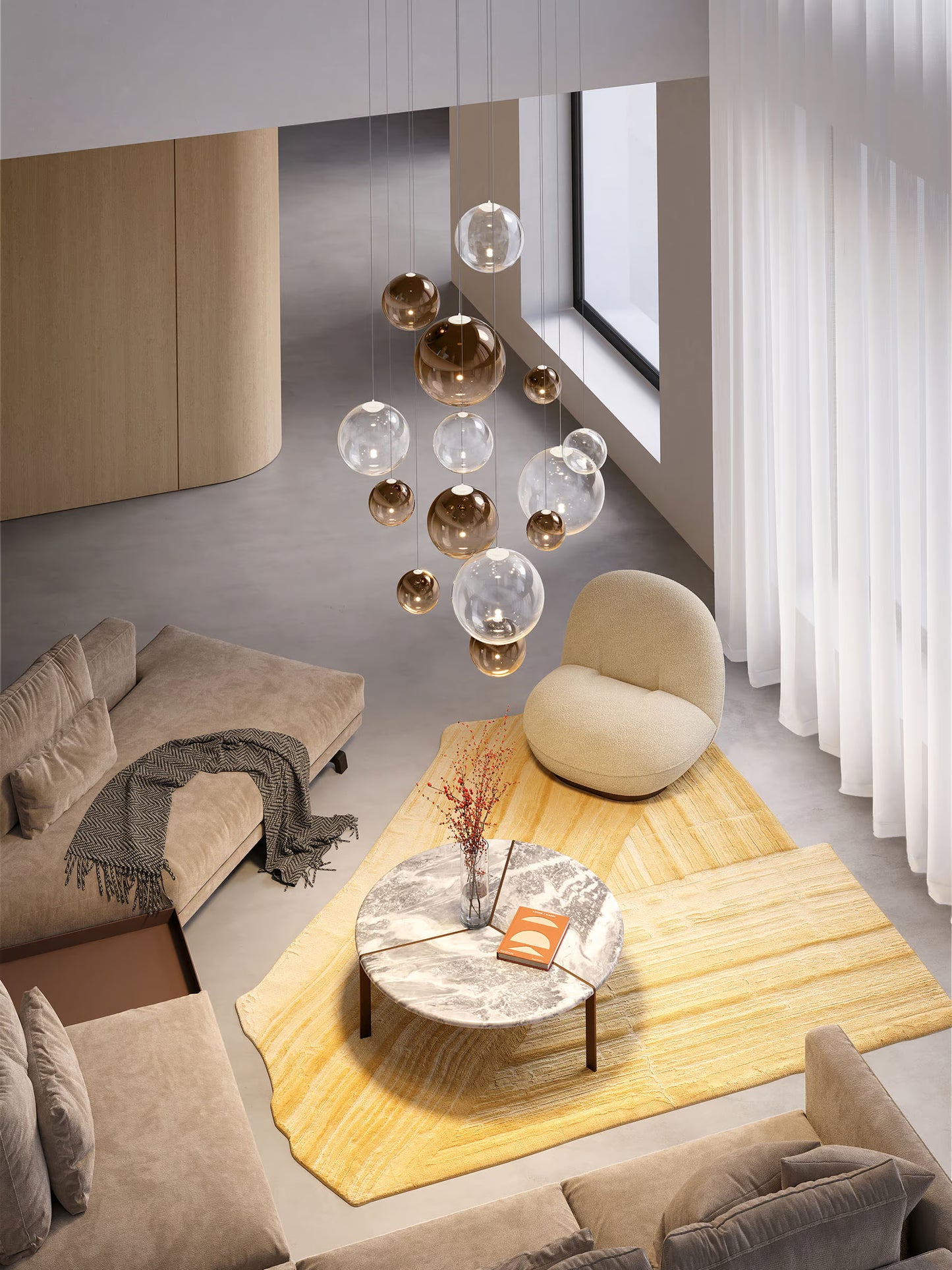 Modern Lodes Random Solo LED glass globe pendant for modern living room