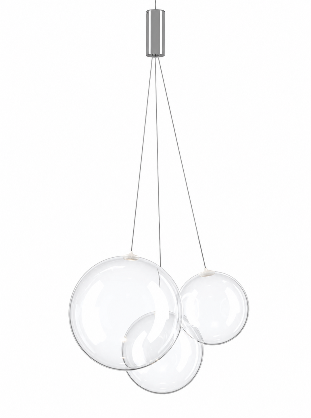 Decorative three-globe clear glass pendant for dining room lighting