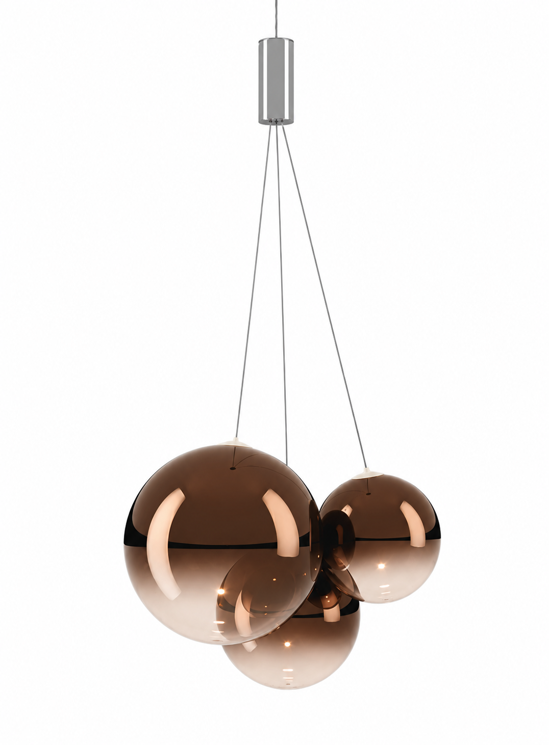 Architectural glossy bronze glass pendant light designed by Chia-Ying Lee