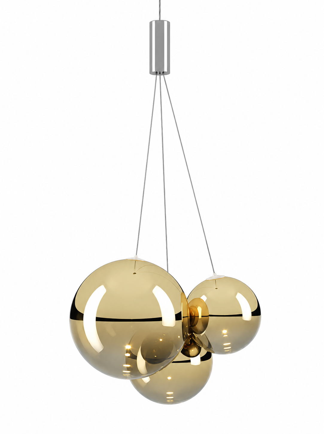 Contemporary Italian pendant lighting with gold glass globe design