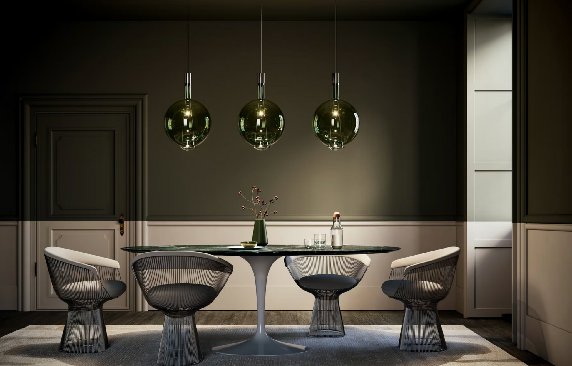 Lodes Sky-Fall Round suspended glass pendant for modern residential interiors