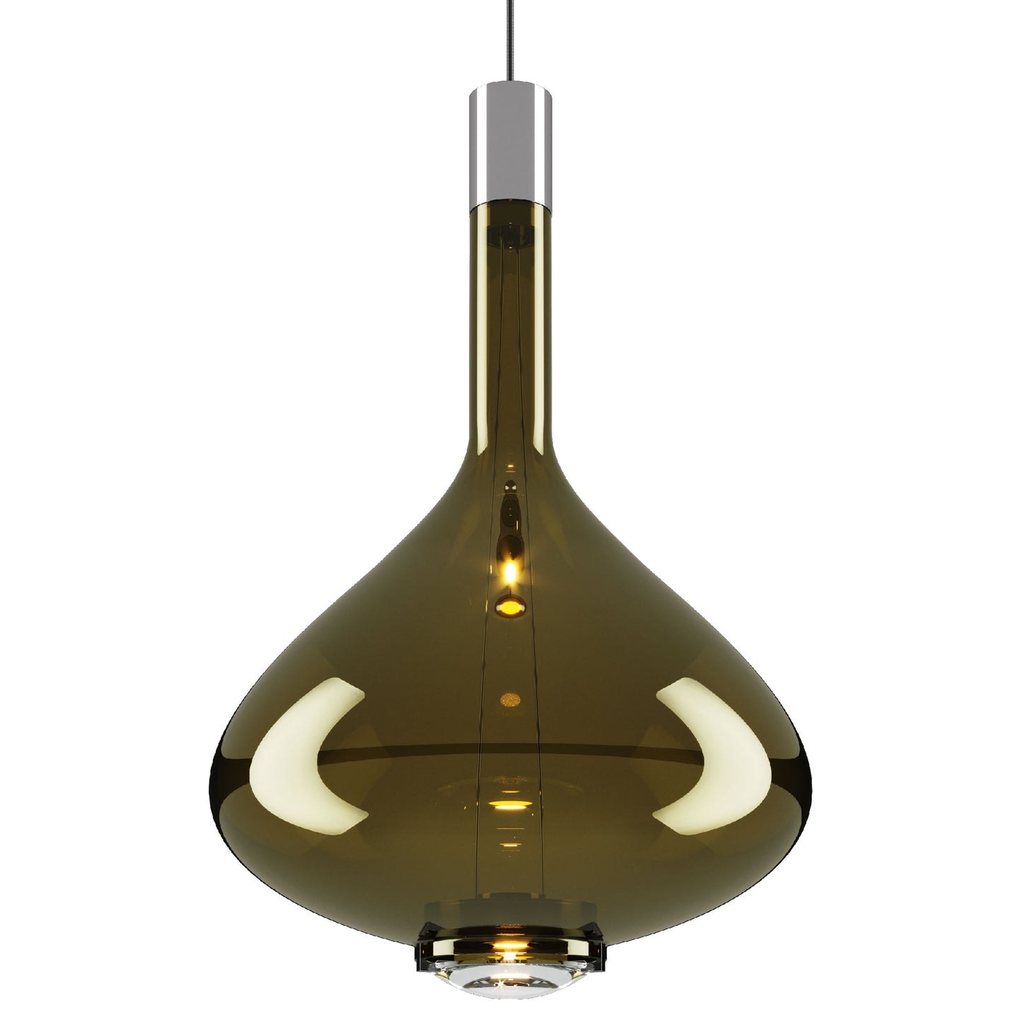 Modern Lodes Sky-Fall Golden Sage blown-glass pendant light with warm LED illumination