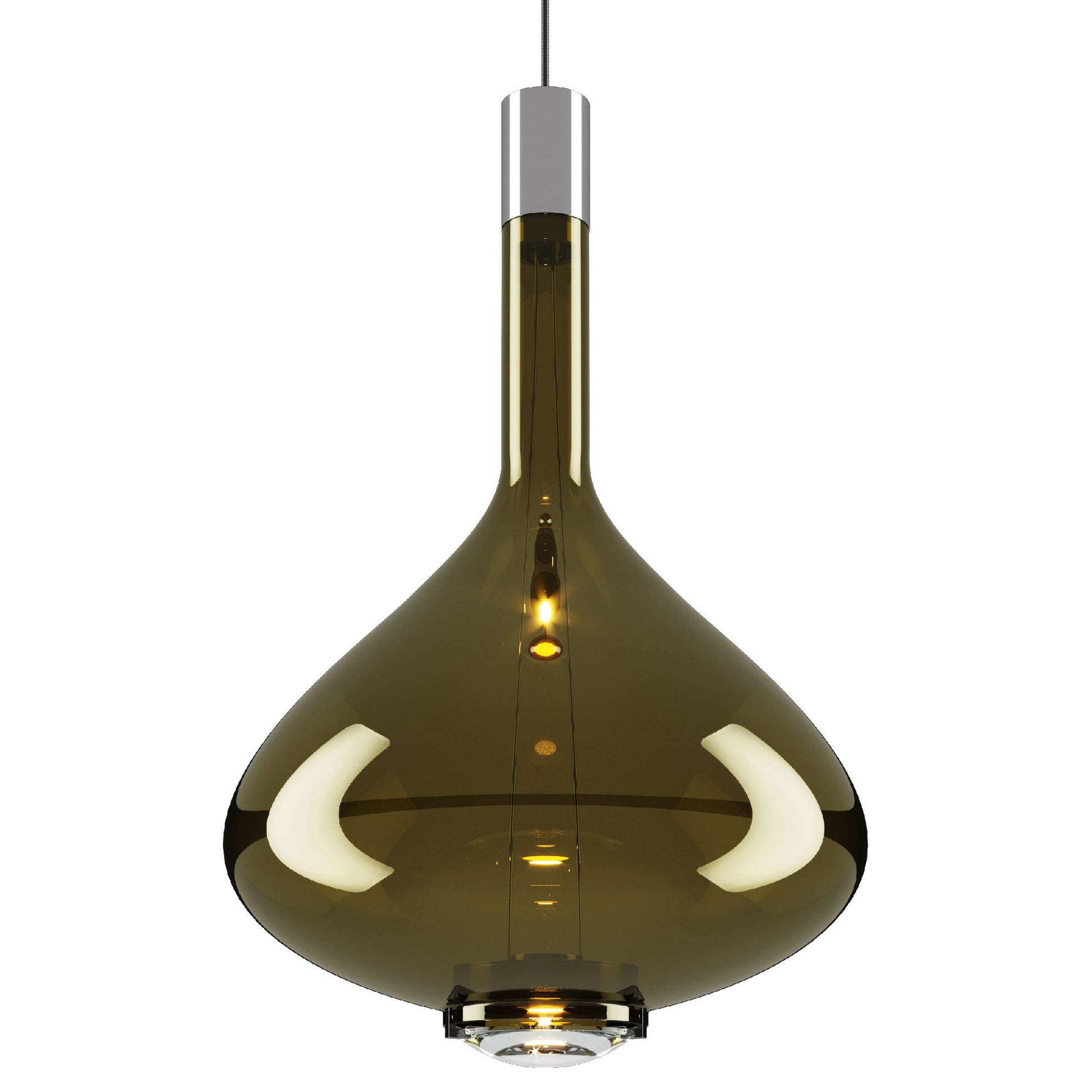 Modern Lodes Sky-Fall Golden Sage blown-glass pendant light with warm LED illumination
