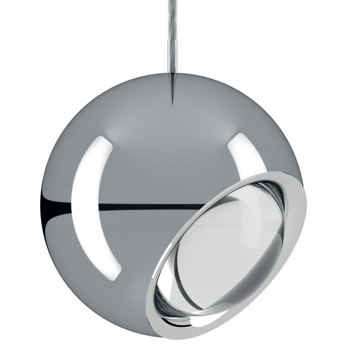 Lodes Spider adjustable LED suspension light in Chrome with rotating and tilting directional illumination.