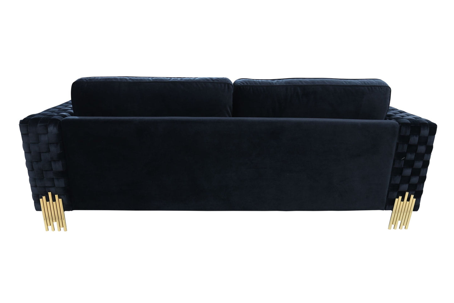 Divani Casa Lori Modern Velvet Glam Black and Gold Sofa