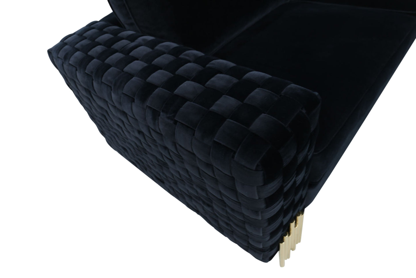 Divani Casa Lori Modern Velvet Glam Black and Gold Sofa