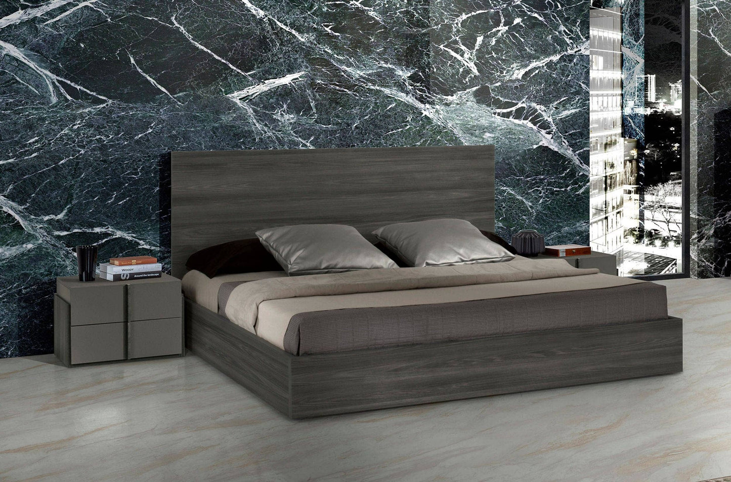 Nova Domus Lucia Queen Italian Modern Matte Grey/Elm Grey Bed