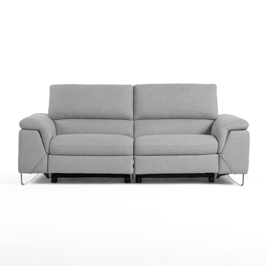 Divani Casa Maine Modern Light Grey Fabric Sofa with 2 Electric Recliners