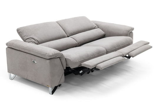 Divani Casa Maine Modern Light Grey Fabric Sofa with Electric Recliners