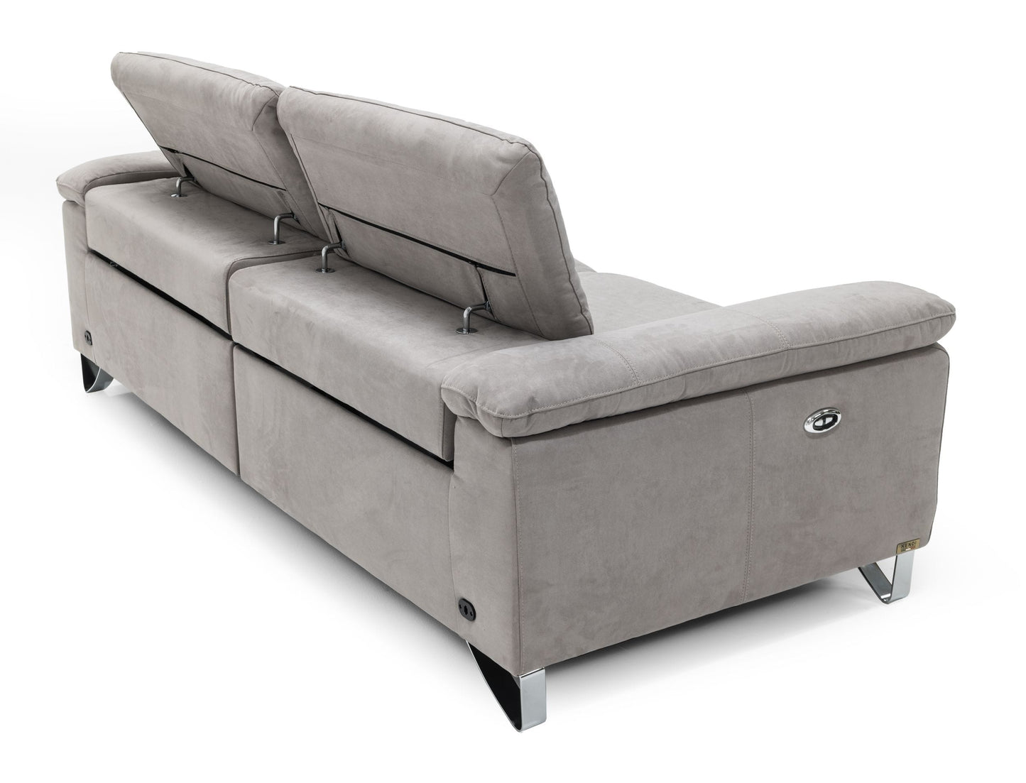 Divani Casa Maine Modern Light Grey Fabric Sofa with Electric Recliners