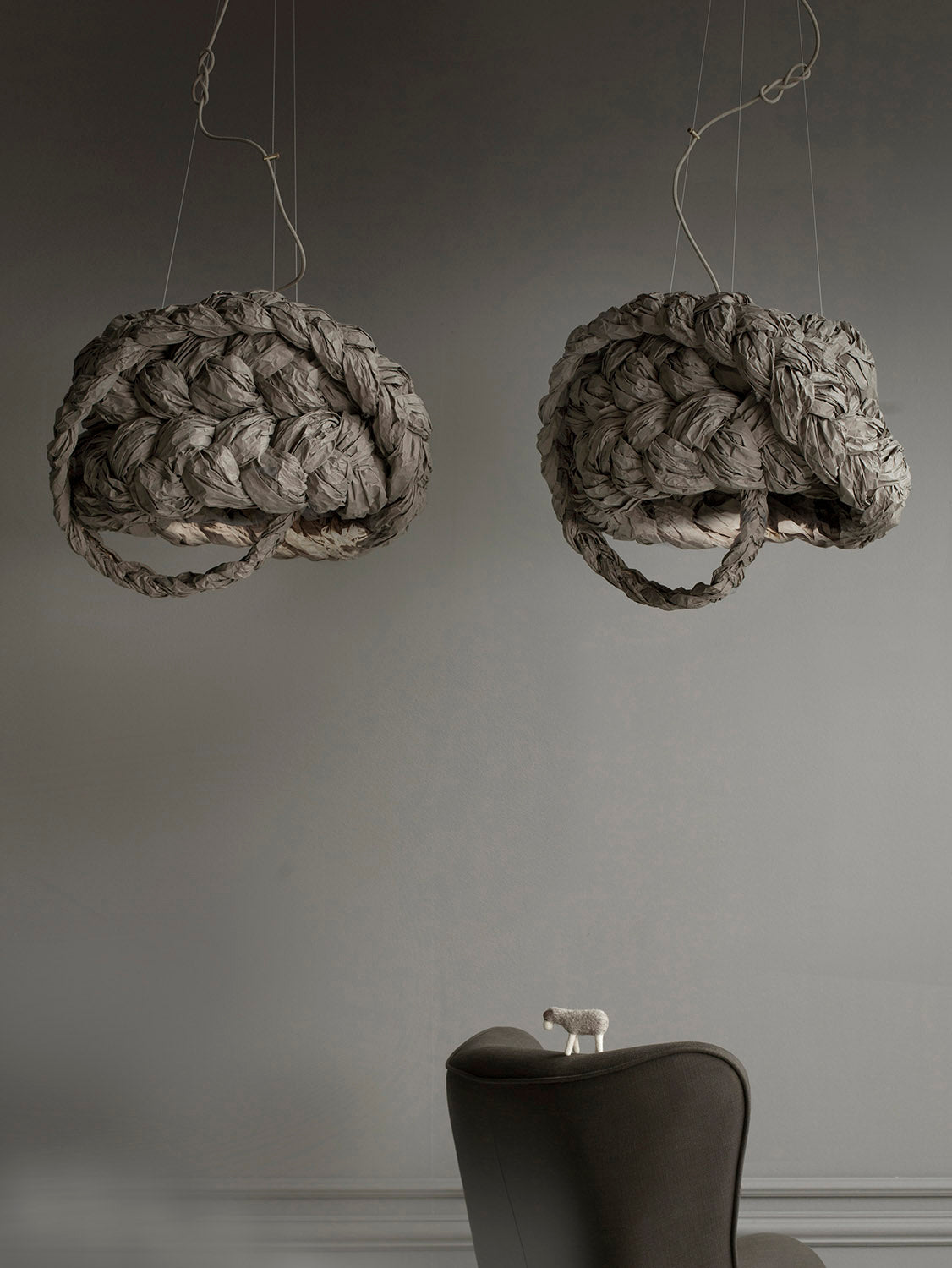 Mammalampa The Bride large pendant in Graphite – styled in a room (3)