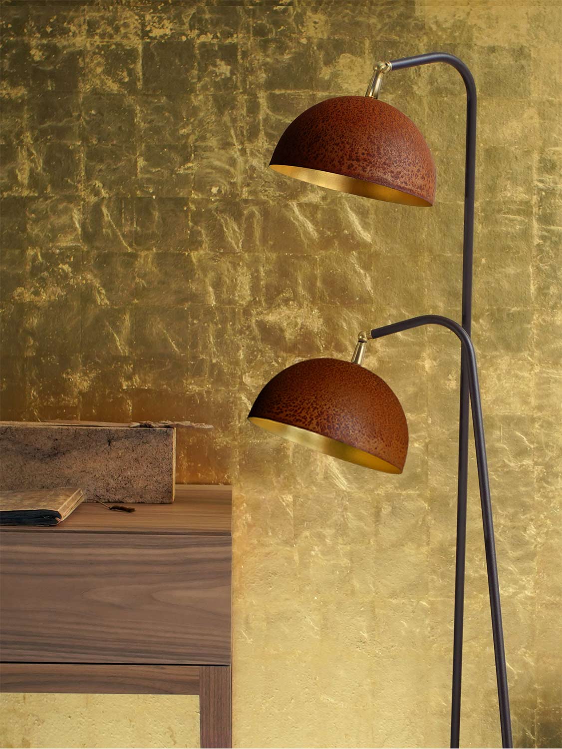 Mammalampa The Queen double floor lamp in Rust and Gold – styled in a room