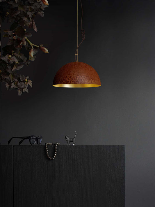 Mammalampa The Queen medium pendant in Rust and Gold – styled in a room