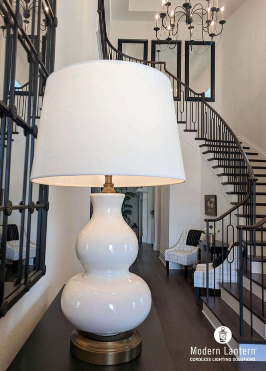 Modern Lantern Marilyn cordless lamp in Ivory on Dark Antique Brass